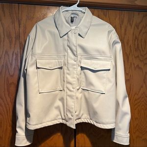 H&M Cream Vegan Faux Leather Jacket